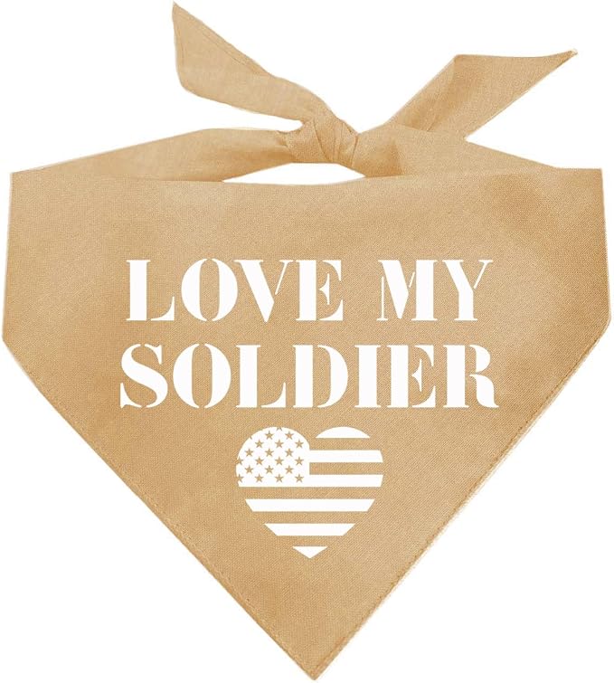 Love My Soldier Dog Bandana | 100% Cotton Adjustable Triangle | Made in USA | by TeesTails