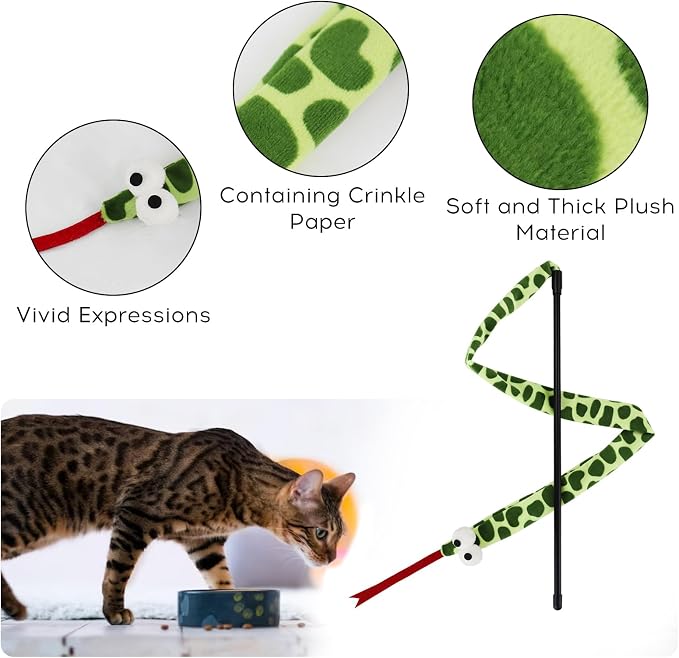 Andiker Cat Wand Toy, 44 Inches Plush Cats Snake Toys - Image 3