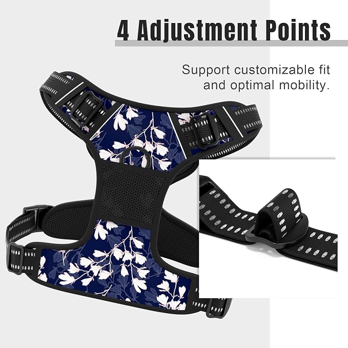Rnivvi No Pull Dog Harness, Cute Flower Reflective X-Large Sized Puppy Harness - Image 3