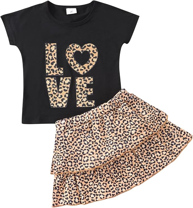 Akyzic Little Girl Skirt Outfit Two Piece Spring Summer Outfit Butterfly Dress by Akyzic