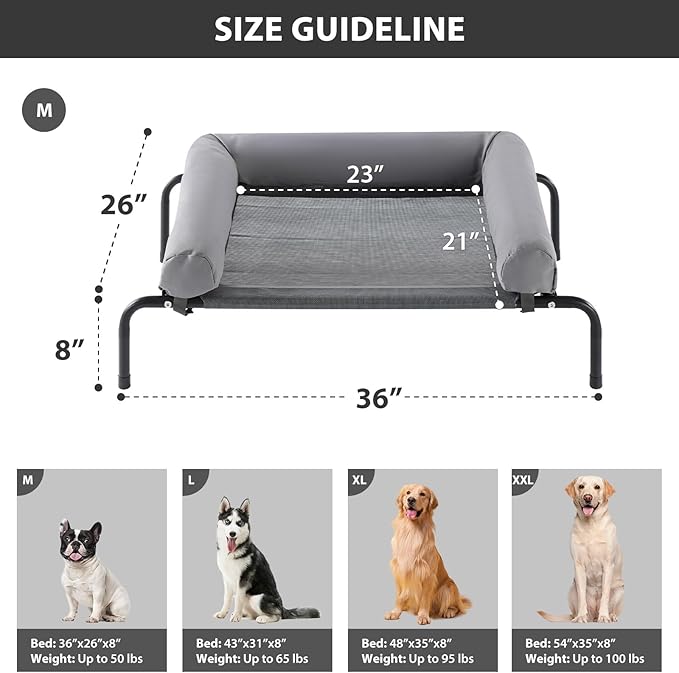 RRPETHOME Large Elevated Cooling Dog Bed, Raised Pet Cot Beds - Image 2