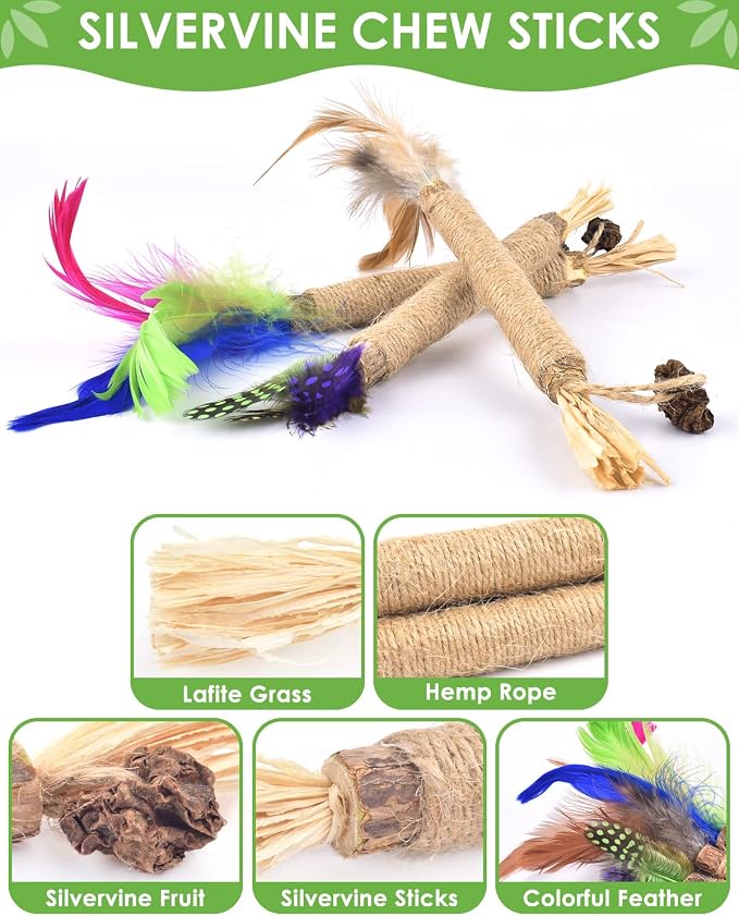 TINDTOP Silvervine Chew Sticks for Cats, Natural Catnip Chew Toys for Kittens - Image 3