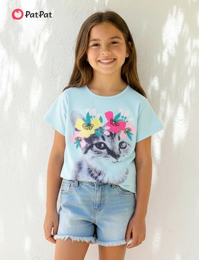 PATPAT Girls Crewneck Short Sleeve Graphic Tees Animal Print Shirts Cute Summer - Image 5