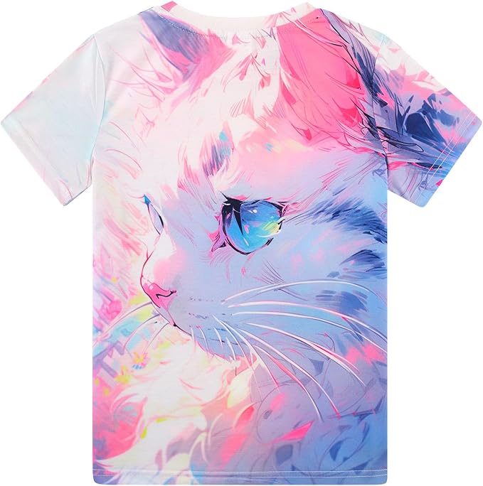 Funnycokid Girls Shirts Cat T Shirt Size 5-12 Clothes - Image 4
