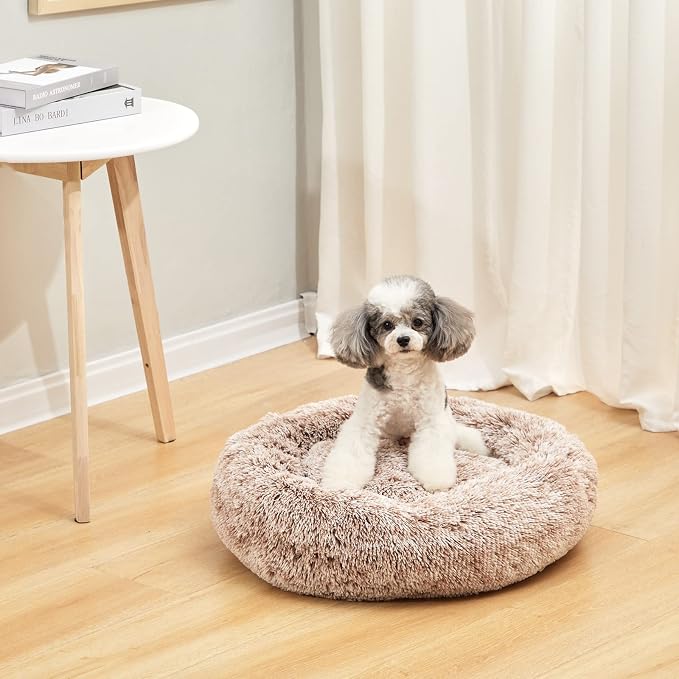 Bedfolks Calming Donut Dog Bed, 23 Inches Round Fluffy Dog Beds - Image 2