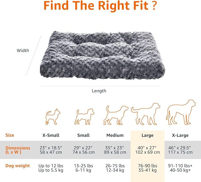 Amazon Basics Washable Cat and Dog Bed, Cozy Crate Pad - Image 5