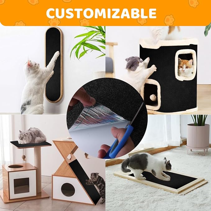 Cat Scratching Mat Self-Adhesive, 78.7'' x 15.8'' Trimmable Cat Scratch Pads - Image 5