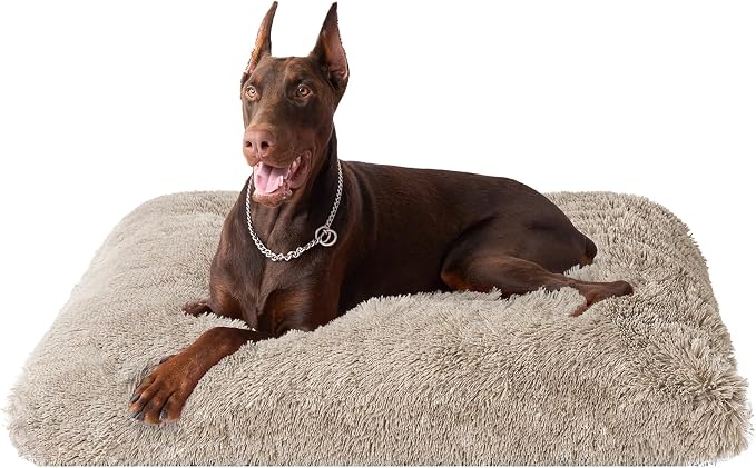 EHEYCIGA Fluffy XXL Dog Crate Pad, Plush Faux Fur Dog Bed by EHEYCIGA