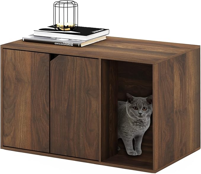 Furinno Peli Litter Box Enclosure, Columbia Walnut by Furinno-FitsYourSpaceFitsYourBudget