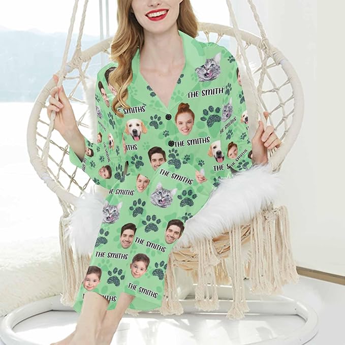 Artsadd Custom Pajamas for Women Men Family, Personalized Face Pjs Pajama Pants - Image 4