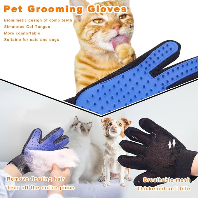 2 in 1 Dog Grooming Brush & Grooming Gloves Combo, Dematting Comb - Image 4