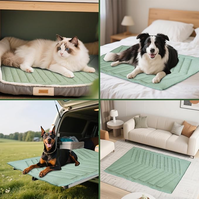 Cooling Mat for Dogs Ice Green, 150x102cm No Gel, Cool Fabric Top & Velvet Back - Image 4