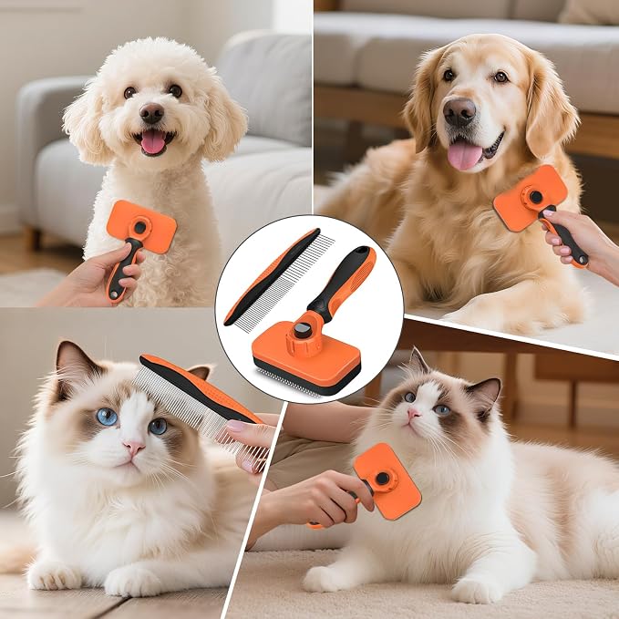 2PCS Self Cleaning Slicker Brush & Dog Comb - Image 6