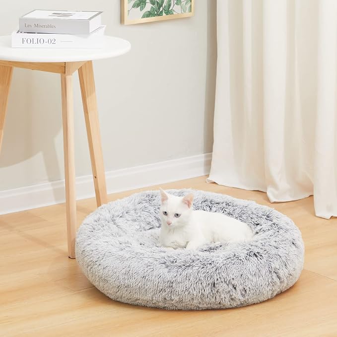 Bedfolks Calming Donut Dog Bed for Small Dogs & Cats, 23 Inches Round, Machine - Image 2
