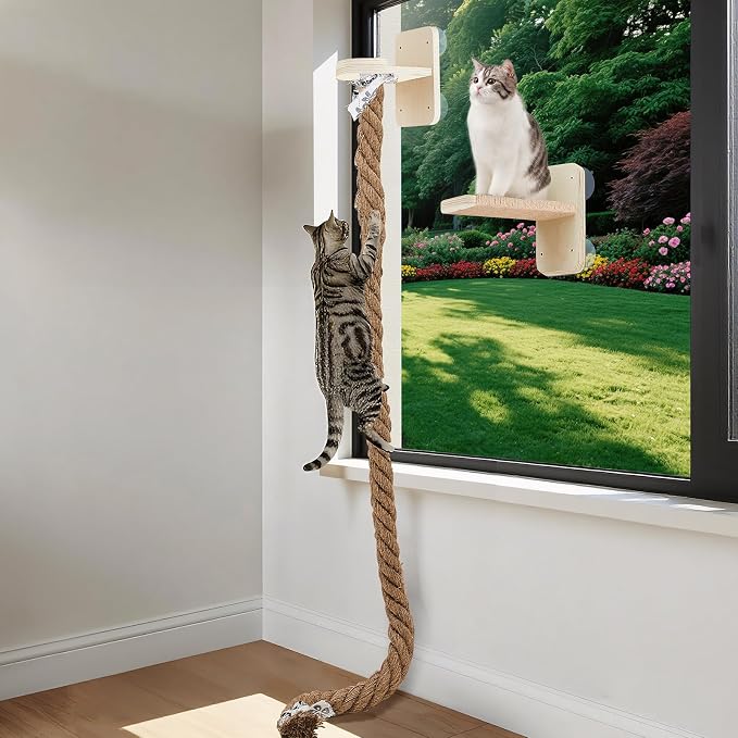Weysat Cat Climbing Rope 2 Pcs Window Perch by Weysat