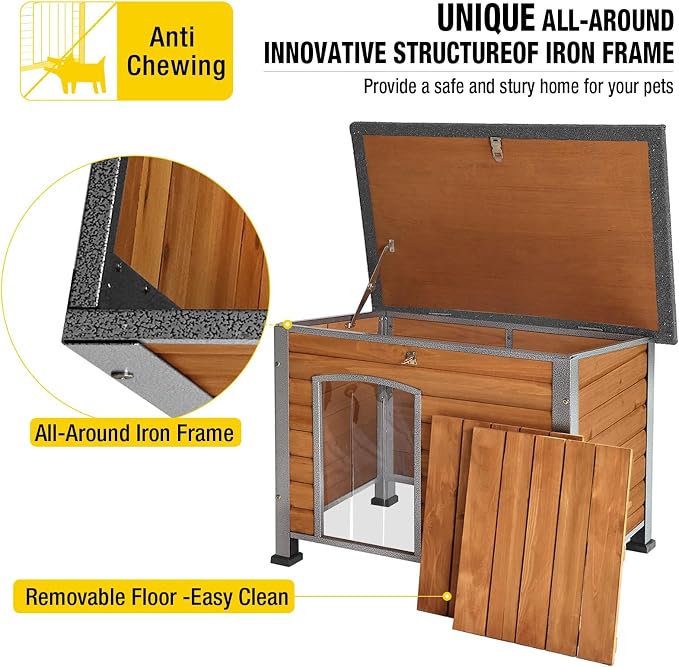 Aivituvin Dog House Outdoor & Indoor Unique All-Around Iron Frame Dog Kennel - Image 4
