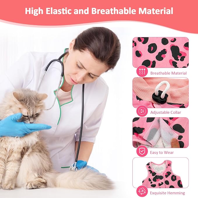 2 PCS Cat Recovery Suit for Spay Abdominal Wounds Cat Onesie for Cats After - Image 4