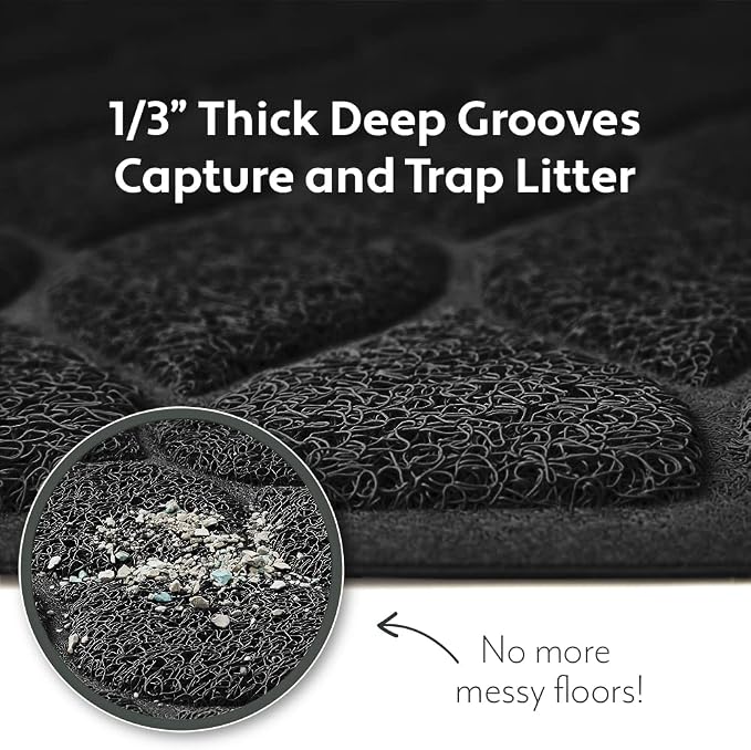 MIGHTY MONKEY Waterproof BPA Free Cat Litter Box Trapping Mat, Easy Clean Floors - Image 2