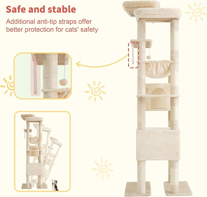 Hey-brother Tall Cat Tree Tower, Heavy Duty Scratching Posts - Image 7