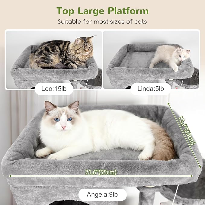 Globlazer Large Cat Tree, 80 inch Multi-Level Tall Climbing Tower Kitty Condos - Image 3