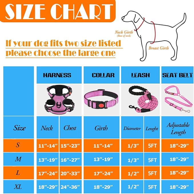 No Pull Dog Harness, Collar & Leash Set | Includes Dog Seat Belt, Collapsible - Image 3