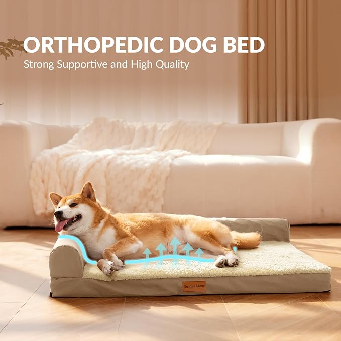 Patas Lague Orthopedic Dog Bed Large Sized Dog 36''X24'', Waterproof L Bolster - Image 3