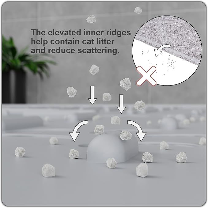 OHMO Cat Litter Mat Large Trapping Mat Premium Silicone Rubber 31.5x23.6 Ash - Image 3