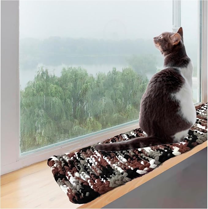 Cat Window Sill Pet Pad Perch, Knitted Window Perch Pet Mat Pillow Seat Bed - Image 4