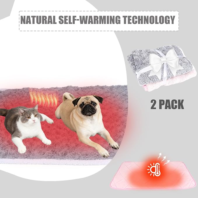 SUPRIY 2-Pack Self-Warming Cat Mat Self-Heating Dog Mat Warm Pet Pad Reflective - Image 3