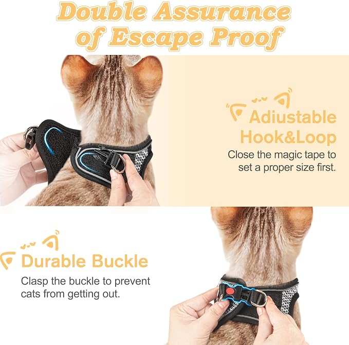 Cat Harness and Leash for Walking Escape Proof, Adjustable Kitten Vest Harness - Image 6