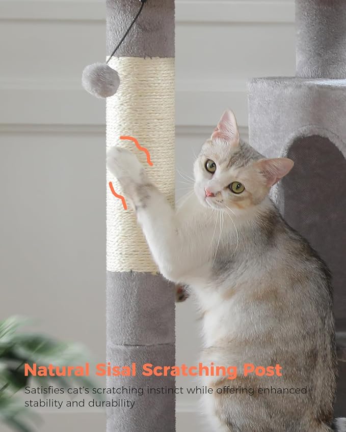 XL Cat Tower 44" Cat Tree for Large Cats 20 lbs+, 2 Spacious Condos - Image 4