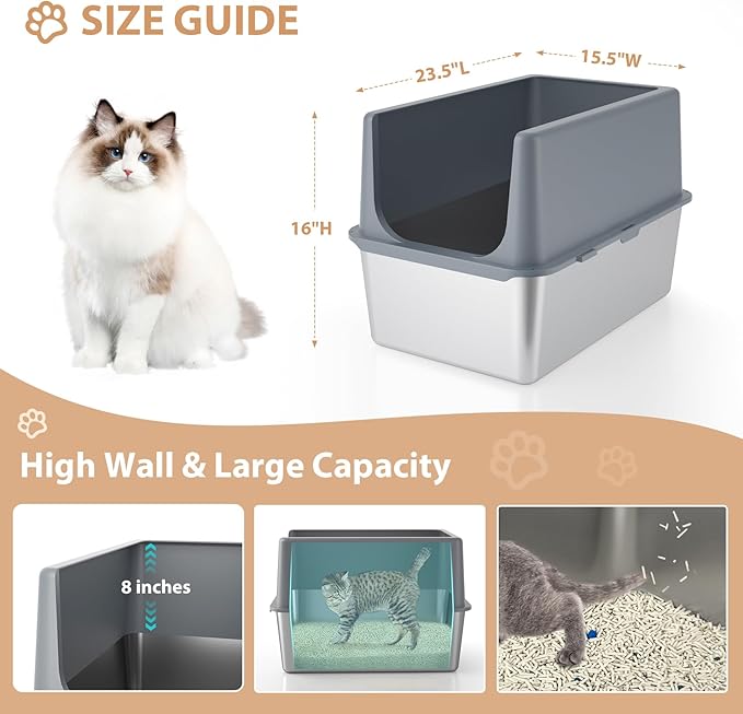 Large Stainless Steel Litter Box - Image 2