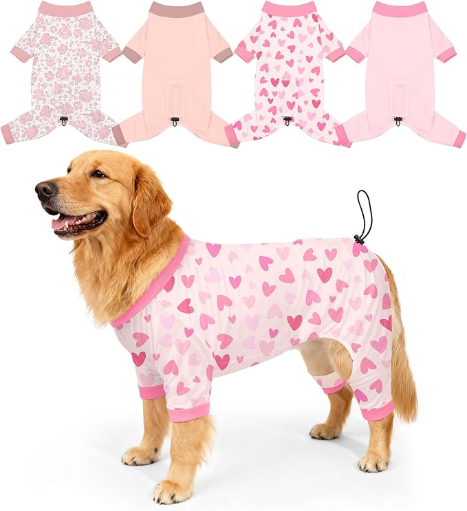 Bienbee Dog Pajamas, 4 Pack Dog Recovery Suit Shedding Suit Cute Soft Puppy by Bienbee
