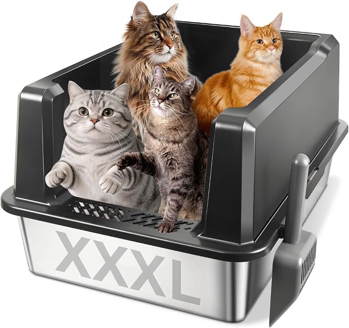 XXXL Stainless Steel Litter Box by Nyutu