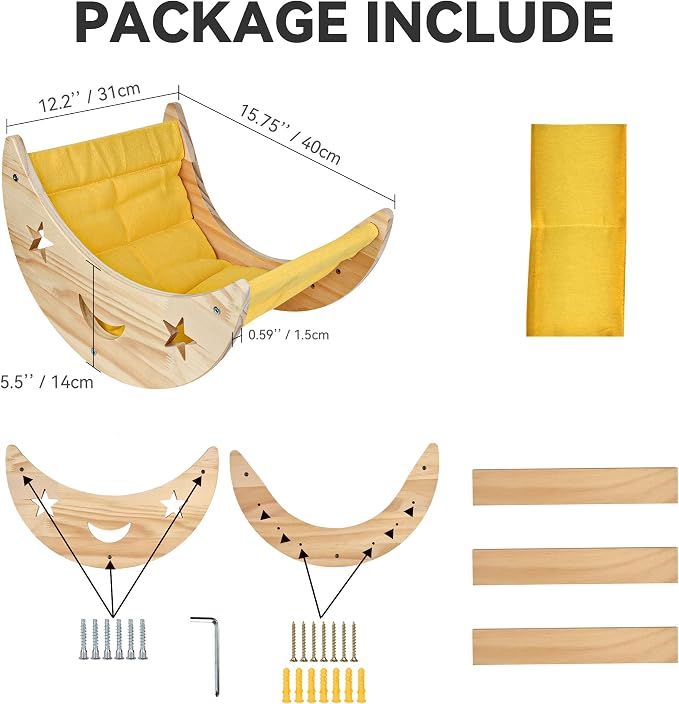 Cat Hammock Moon Bed Wall Mounted Shelf Hammock Shelves and Perches Solid Wood - Image 3