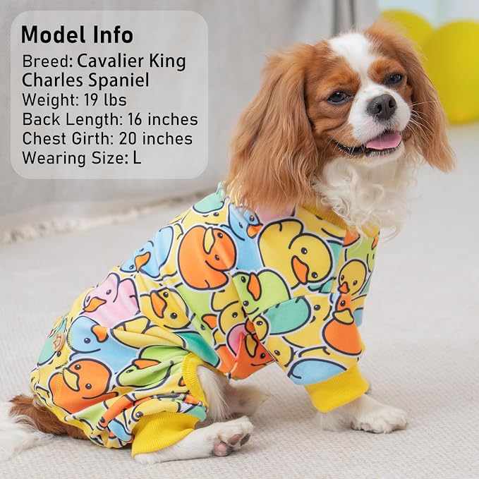 KYEESE Dog Pajamas Colorful Duck Pets Pjs Comfy Dogs Clothes Stretchable Pet - Image 4