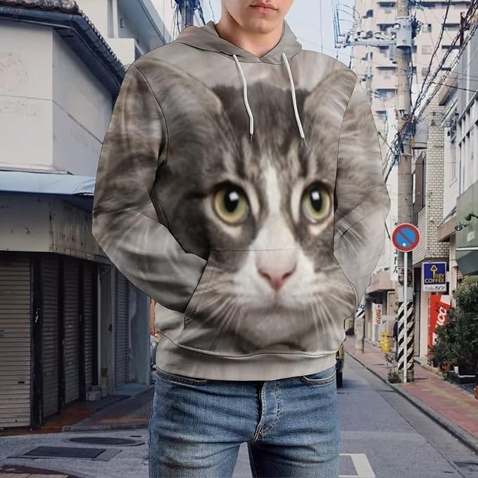 Artsadd Custom Face Unisex athletic Pockets Sweatshirt Loose Hoodie Custom - Image 6
