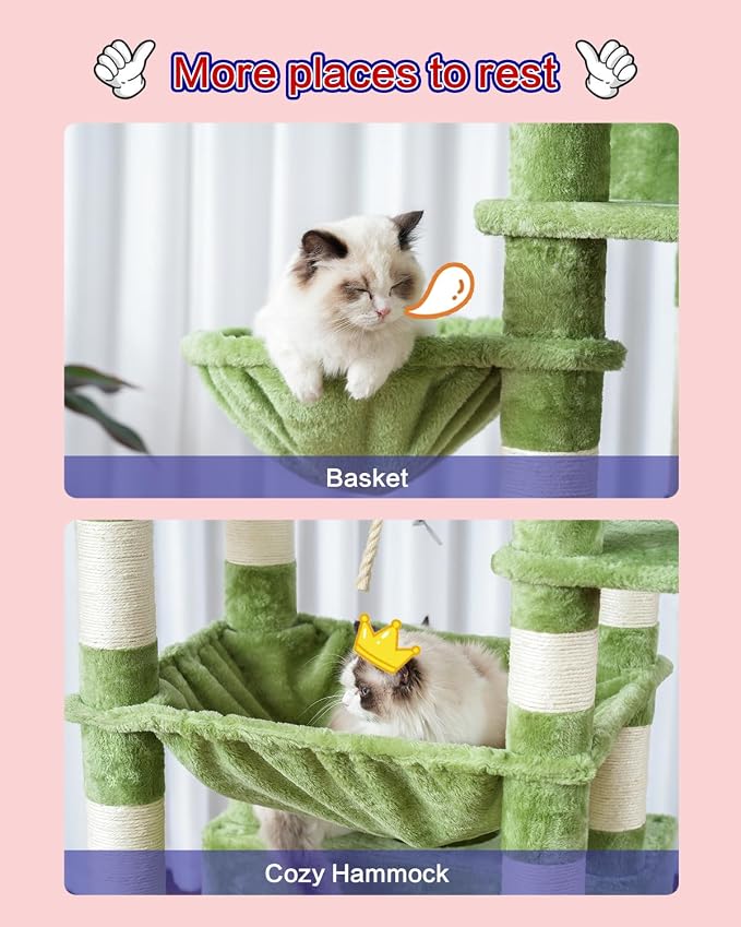 Cat Tree for Indoor Cats Large Adult, 2 Baskets, 2 Condos - Image 5