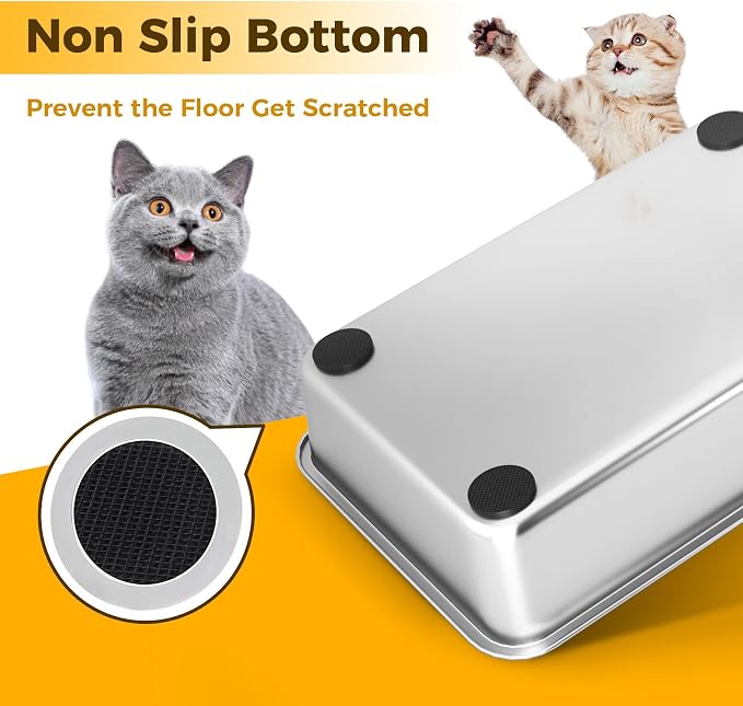 LIHONG Stainless Steel Cat Litter Box, Large Metal Litter Box - Image 4