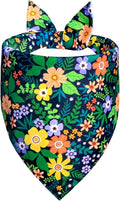 Spring Floral Dog Bandana for Large X-Large Dogs, Reversible 2 Patterns in 1 by WoffBow