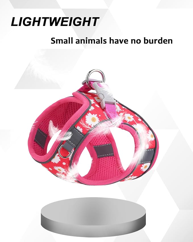 XS ROSEO Flower Pattern Dog Harness and Leash Set, No Escape Puppy Harnesses - Image 4