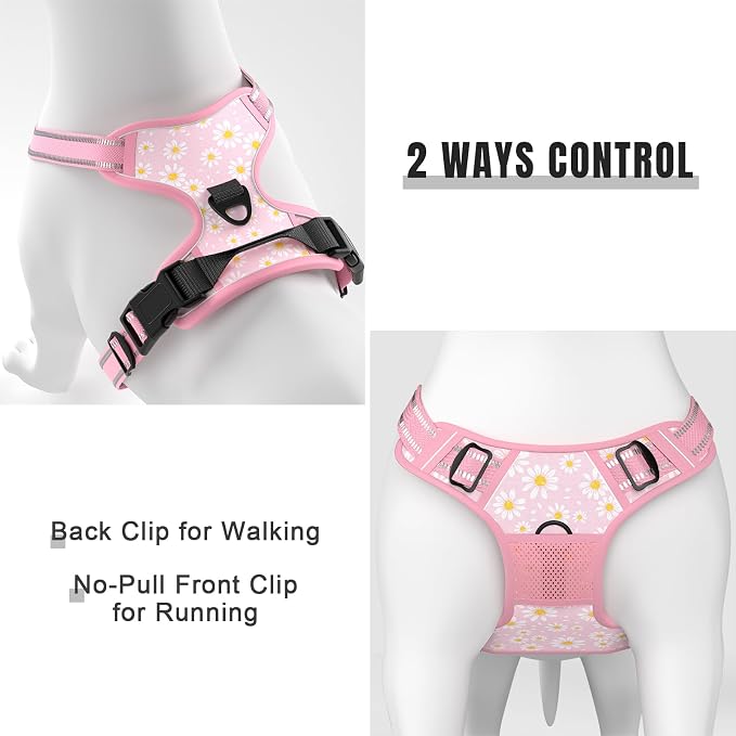 Rnivvi No Pull Dog Harness, Cute Flower Reflective Medium Sized Puppy Harness - Image 5