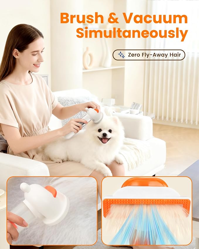 Vacuum Dog Brush for Shedding, 4-in-1 Self Cleaning Slicker Brush for Dogs& - Image 5