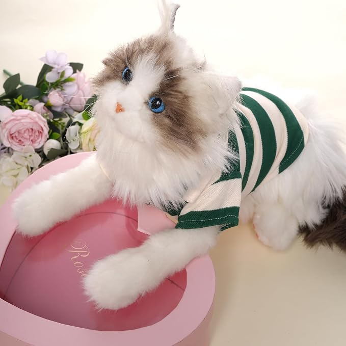 Dog Shirt Polo Shirt Striped Collar Puppy Clothes Summer Button Up Pet Clothes - Image 6