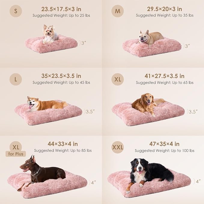 EHEYCIGA Fluffy Dog Crate Bed for Large Dogs, Plush Faux Fur Crate Pad - Image 2