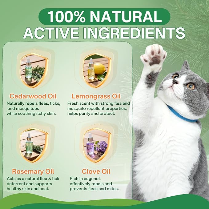 Flea Collar for Cats 4 Pack, Natural Cat Flea and Tick Prevention Collar - Image 5