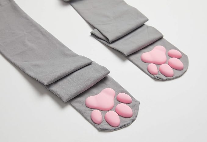 Cat Paw Thigh High Socks Golves, Cute Soft 3D Toe Beans Socks Mittens Kitten - Image 2