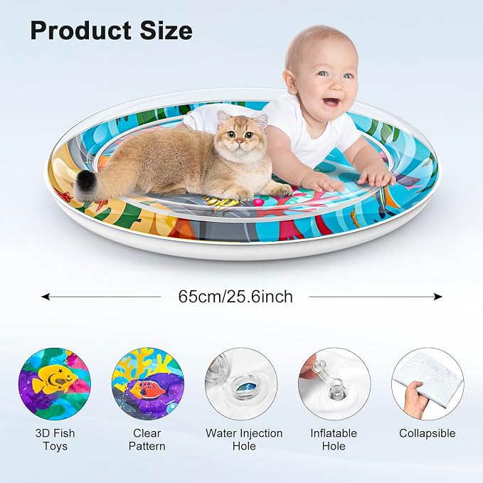 Inflatable Cat Dog Baby Water Mat Toy, Premium Anti-Scratch Leak Proof Mat - Image 2
