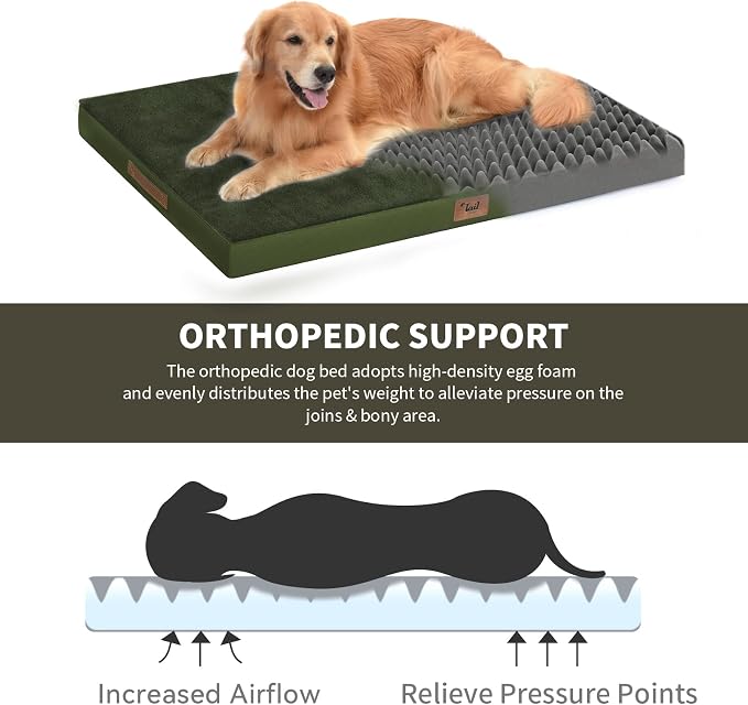 Large Comfy Washable Dog Bed, Orthopedic Egg Crate Foam Dog Crate Mat - Image 3