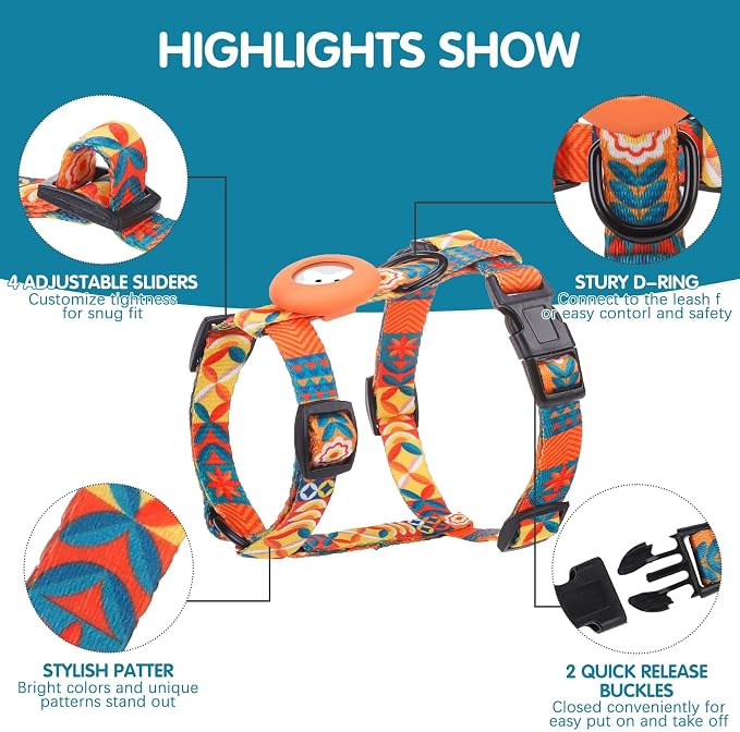 BINGPET Cat Harness with Airtag Holder, Cat Harness and Leash Set Escape Proof - Image 3